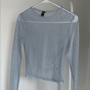 Light blue sparkly mesh top